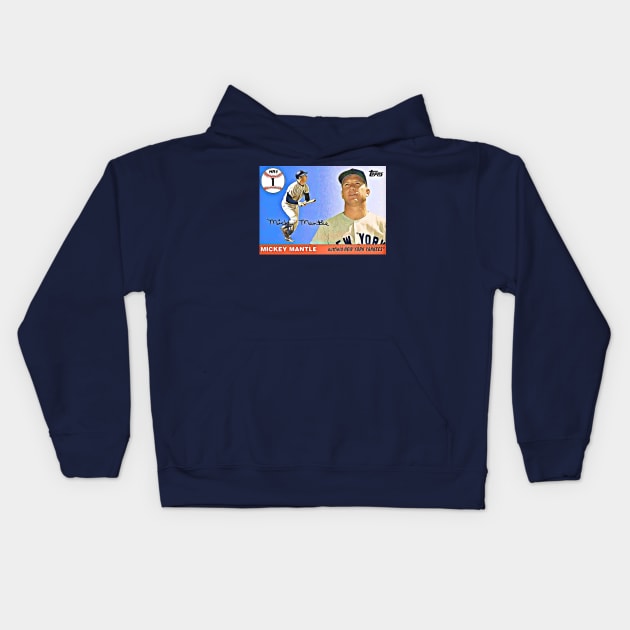 Mickey Mantle Homerun #1 Kids Hoodie by flashbackchamps